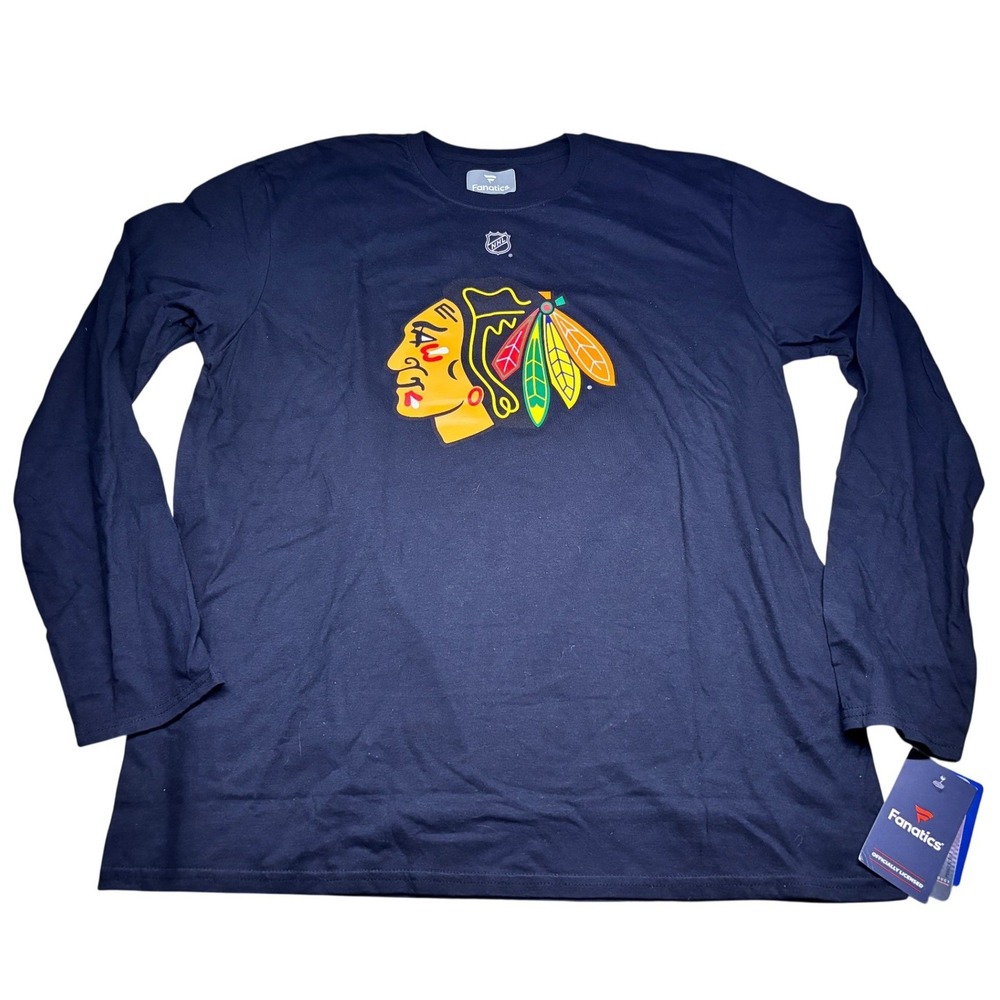 Fanatics Chicago Blackhawks Connor Bedard Men XL Navy Long Sleeve T-Shirt 98 NHL